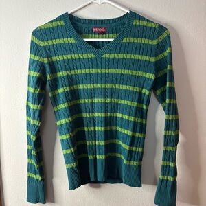 Merona Teal and Lime V-Neck Sweater